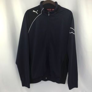 Puma track jacket small black & navy w/ white logo